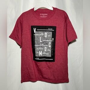 Volcom Shirt Maroon Black and White Short Sleeves Crewneck Boys Size Large